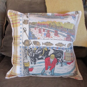 VINTAGE linnen kussensloop met handstitching