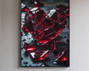shattered glass heart drawing