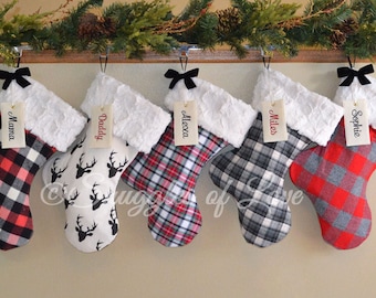 plaid stockings set of 3 stockings personalized plaid stockings rustic stockings flannel plaid christmas stockings fur stockings - Plaid Christmas Stockings plaid stockings set of 3 stockings personalized plaid stockings rustic stockings flannel plaid christmas stockings fur stockings - Plaid Christmas Stockings