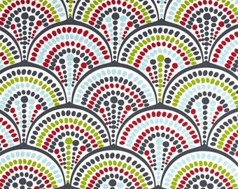 SALE - Premier Prints Havana Holiday - 1 yard - Home Decor / Aqua Blue, Red, Green, Grey Fabric / Christmas Fabric / Holiday Fabric