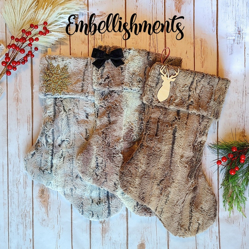 Fur Dog Stockings Personalized Fur Dog Christmas Stockings Fur Dog Bone Stockings Cream Fur Stocking, Grey Fur Stocking, Black Fur image 9