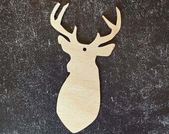 Laser Cut Unfinished Wood Deer Head - 4" Tall Craft Cutout