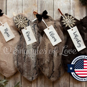 Personalized Cat Christmas Stocking - Plush Fur Cat Stocking - Fish Shaped Stocking - Embroidered Cat Stocking - Pet Stocking - Kitten