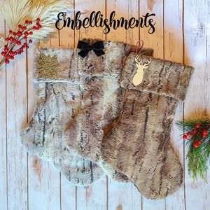Pet Stockings, Personalized Pet Christmas Stockings, Fur Dog Stockings, Fur Bone Stocking, Ivory Fur, Grey Fur, Brown Fur, Black Fur image 9