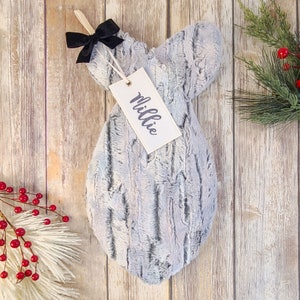 Grey Fur Cat Stocking - Personalized Cat Christmas Stocking - Gray Fur Cat Stocking - Grey Stocking