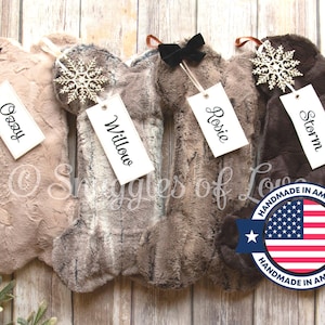 Personalized Fur Pet Christmas Stocking: Dog Bone Stocking with Embroidered Name Tag