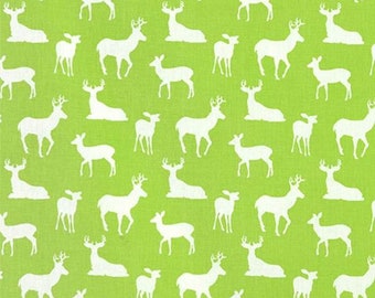 SALE - Premier Prints Deer Silhouette Kiwi - 1 yard - Home Decor / Green Deer Fabric / Christmas Fabric