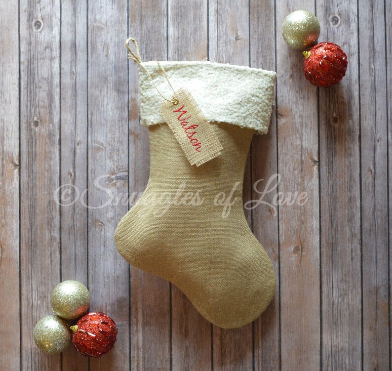 Personalized Burlap Stockings Monogrammed Stockings Burlap Christmas Stockings Sparkle Sequin Stockings Burlap Sequin Stockings image 5