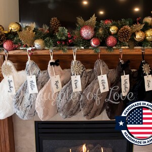 Cat Christmas Stocking - Monogrammed Cat Stocking - Plush Fur Cat Stocking - Faux Fur Cat - Fish Shaped Stocking - Kitten Stocking