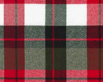 SALE - Kaufman Mammoth Flannel Duluth Flannel in Red (srkf-17607-3), Red, White, Green, Fabric by the Yard