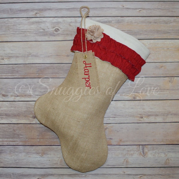 Personalized Christmas Stocking Tag - Add a Stocking Tag - Monogrammed Stocking Tags - Reusable Gift Tag - Burlap Stocking Tags -