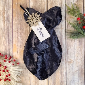 Medias de gato de pelo negro - Medias navideñas de gato personalizadas - Medias de gato negras - Medias negras con monograma