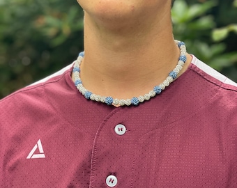 Baseball Rhinestone Necklace: Pink & Blue Bling Sports Jewelry