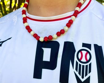 Baseball Rhinestone Necklace: Bling Sparkle Sports Jewelry