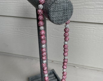 Pink & Blue Rhinestone Baseball Necklace: Sparkle Sports Bling