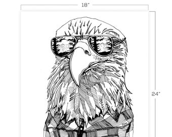 Hipster Eagle  Downloadable Print 18" x 24"