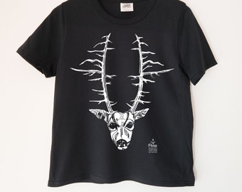 Deer Head Printed Crewneck Ladies Boxy T Shirt | 100% Organic Cotton Top | Made in BC