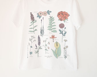 Botanicals Printed Ladies Crewneck Boxy T Shirt | 100% Organic Cotton Top | Made in BC