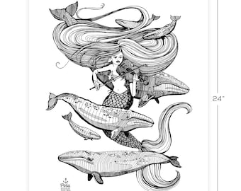 Mermaid and Fiddle Downloadable Print 18" x 24"