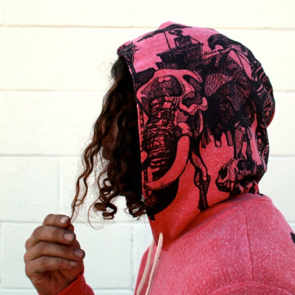 Skeletons on Fuchsia Zip Hoodie