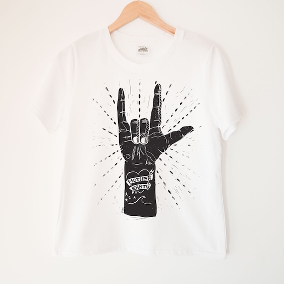 Mother Earth Printed Ladies Crewneck Boxy T Shirt | 100% Organic Cotton Top | Made in BC