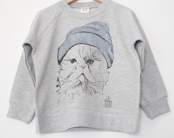 Cat in Toque Kids Crewneck Sweater