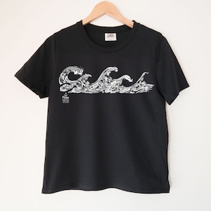 Doodle Wave Printed Crewneck Ladies Boxy T Shirt | 100% Organic Cotton Top | Made in BC