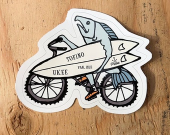 Surf Salmon on Bike Sticker