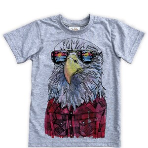Hipster Eagle Print in Colour on Kids Tee