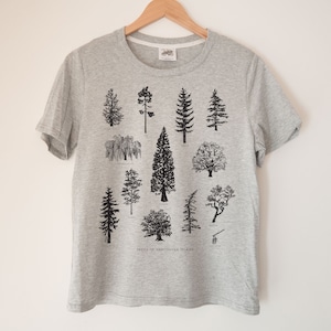 Tree Species Printed Ladies Crewneck Boxy T Shirt | 100% Organic Cotton Top | Made in BC