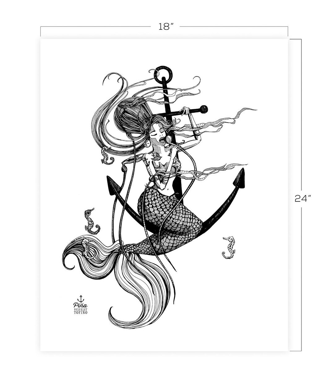 Mermaid and Anchor Downloadable Print 18 X 24 - Etsy