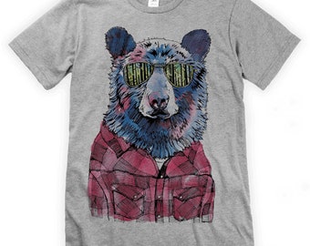 Hipster Bear on Unisex T-Shirt