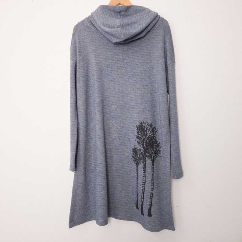 Size M Bear Hugger and Birch Trees Ocean Poncho
