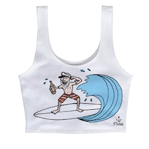 Surfer Captain on Crop Tank