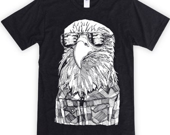 Hipster Eagle on Unisex T-Shirt
