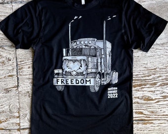 Freedom Convoy Adult 2022 Tees Semi Truck Peace