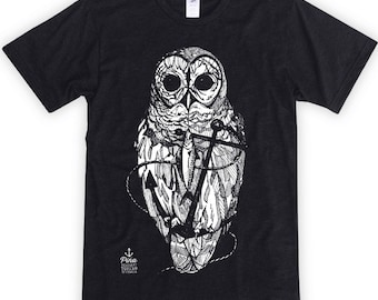 Owl and Anchor Unisex T-Shirt, Owl Shirt, Owl Print, Nautical Owl, Owl Design on Shirt, Owl Lovers Gift, Ocean Owl, Owl Tattoo Design