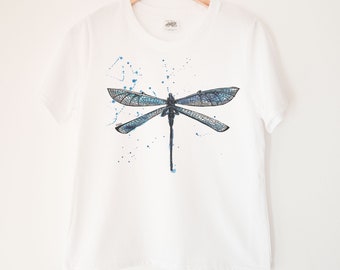 Dragonfly Printed Crewneck Ladies Boxy T Shirt | 100% Organic Cotton Top | Made in BC