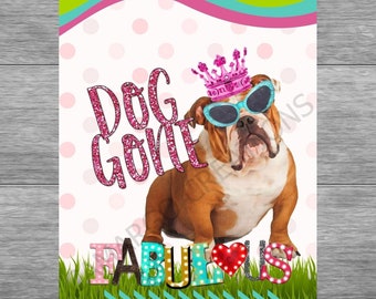 Bulldog Wall Art, Printable Dog Decor Poster, Pet Gift Digital Download