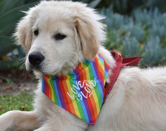 Rainbow Pride Dog Bandana: Handmade LGBTQ+ Pet Scarf