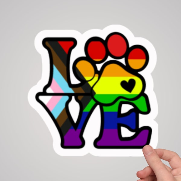 Paw Print LGBTQ Pride Sticker, Rainbow Gay Rights Decal for Love and Equality, Dog Lover Sticker, Great for Gifts