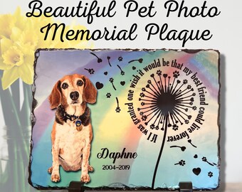 Custom Personalized Pet Photo Memorial Slate Plaque Pet Sympathy Gift for Loss of Pet