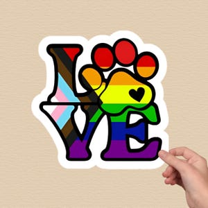 Gay Pride Sticker. Rainbow Paw Print Sticker, LGBTQ Dog Lover Gift