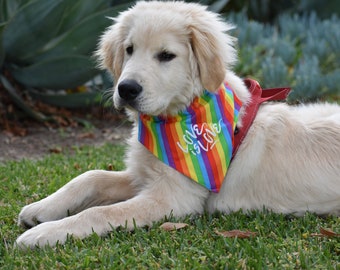 Dog Bandana Pride, Rainbow LGBTQ+ Gay Pride Puppy Scarf Pet Accessory