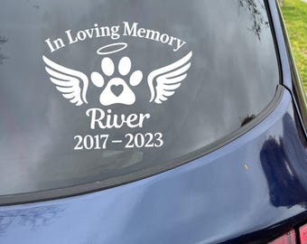 Personalized Dog Memorial Car Decal, Pet Loss Gift