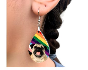 LGBT Pride Earrings – Custom Dog Photo Jewelry for Pet Lovers