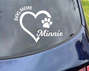 Personalized Dog Mom Decal: Custom Pet Name, Waterproof Vinyl