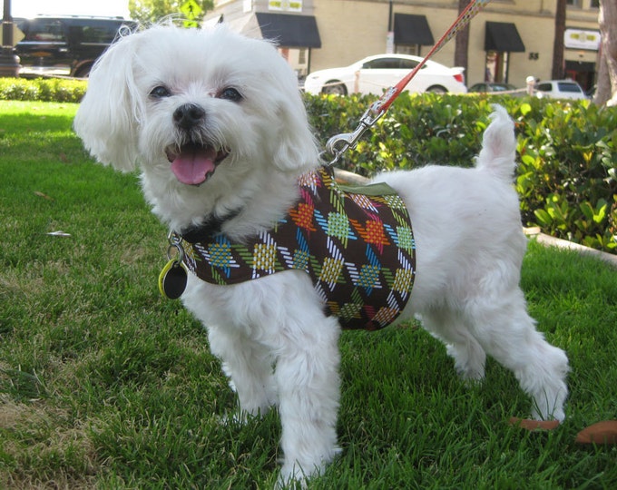 Dog Clothes Harness Brown Geometric Print Etsy