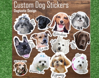 Dog Stickers, Dog Photo Stickers Custom, Personalized Pet Stickers, Custom Waterproof Photo Sticker, Water Bottle Stickers, Great for Gifts