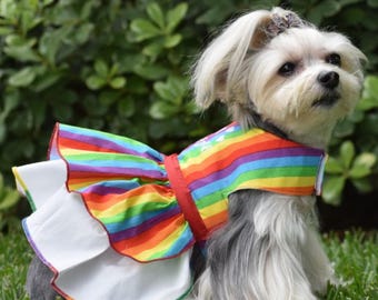 Rainbow Pride Dog Harness Dress, Pet Costume for Pride Parades